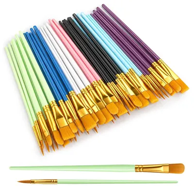 Pinselset 70 Stück, 7 Farben, Nylonborsten, für Acryl- und Aquarellmalerei