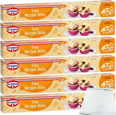 Produktbild von Dr. Oetker Marzipan Decke ausgerollt einfach zu verarbeiten 6er Pack (6x300g Packung) + usy Block