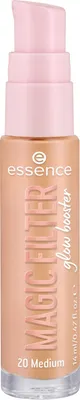 A close-up studio shot of a bottle of Essence Magic Filter Glow Booster.