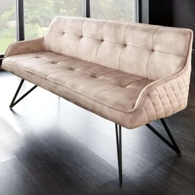 Produktbild von Elegante Sitzbank HORA ca.160cm Samt sand Retrostil Armlehnen