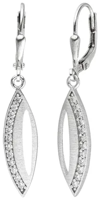Produktbild von Ohrhänger aus 925 Silber spitzoval mit 24 Zirkonia weiß Ohrringe Halsschmuck