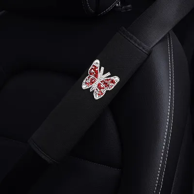 Immagine prodotto di Cuscini per cinture di sicurezza - 2 pezzi - Cuscinetti per le spalle - Poliestere - Decorati con strass - 7x23 cm - Per interni auto - Cuscini per cinture