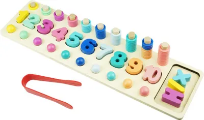 Produktbild von 3-in-1-Lernlogarithmenbrett mit Zahlen, Holzperlen und Kugeln