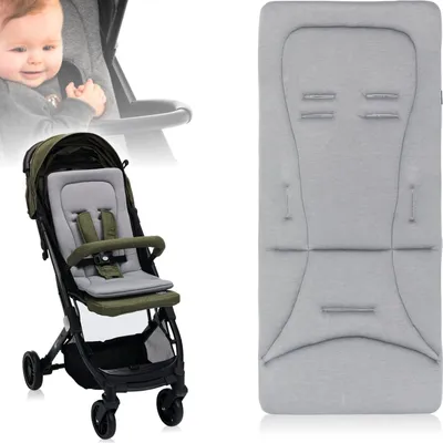 Produktbild von Baby Kind Wendeauflage Sitzauflage für Buggy und Kinderwagen Einlage mir extra weichen Memoryschaum und Bezug aus 100% Baumwolljersey (Grau)