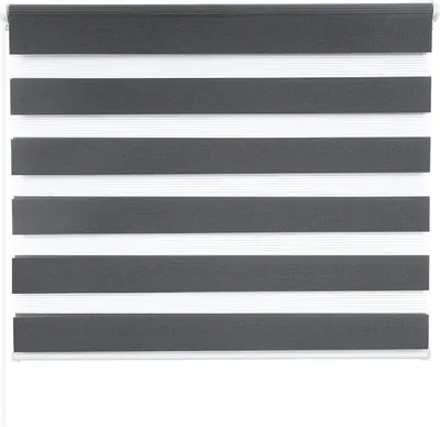 Produktbild von Woltu Doppelrollo Duo Rollo Klemmfix Lichtschutz , ohne Bohren , freihängend , Fensterrollo lichtdurchlässig & verdunkelnd dunkelgrau, 80x220cm