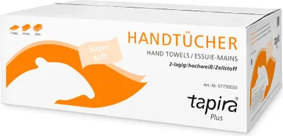 Produktbild von Tapira Handtuchpapier Plus 203 x 320 mm W-Falz hochweiß 2-lagig 20 x 150 Blatt
