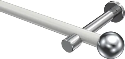 Produktbild von Interdeco Gardinenstange / Vorhangstange Weiß / Chrom, Typ Prestige Luino (Kugel) ohne Ringe, 20 mm Ø 1-läufig, 360 cm
