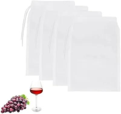 Produktbild von 4 Stück Nussdrinkbeutel waschbar, nussbeutel sieb, nut milk bag nylon, passiertuch wiederverwendbar, filtertuch, filterbeutel, für vegane Nussdrink & Mandeldrink(20×30cm)