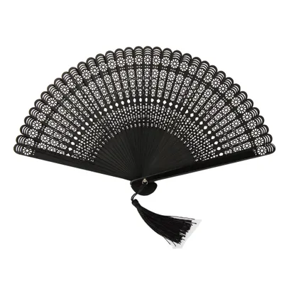 Produktbild von Handfächer Japanischer Faltfächer Klappfächer Vintage Stil Damen Herren Bambus Folding Fans Fächer für Wanddekoration Hochzeit Geschenk Muttertag Party Kostüm - Schwarze Räder