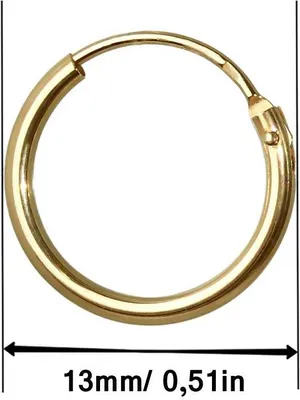 Produktbild von 2x 585 Echt Gold Single Herren Creole Ohrring Ohrschmuck Ohrhänger 13mm 1751