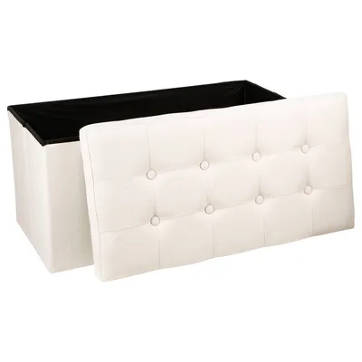 Produktbild von Atmosphera Pouf/Hocker - beige - MDF - 76 x 38 x 38 cm - faltbar - Aufbewahrungsbox