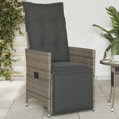 Produktbild von Möbel Gartensessel Verstellbar mit Kissen Grau Poly Rattan - Gartenstühle 365661