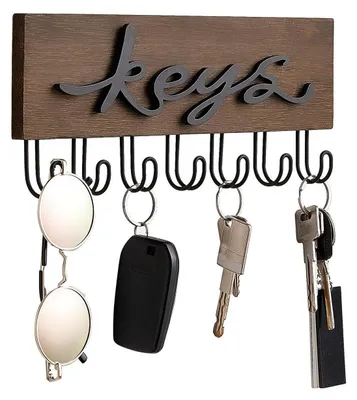 Produktbild von Schlüsselhalter Wand Holz 7 Haken Rustikaler Organizer