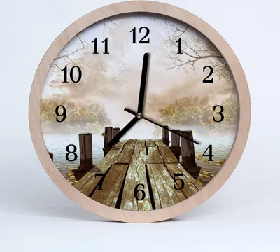 Produktbild von Holzuhr 20fi cm wanduhr - Brücke Landschaft