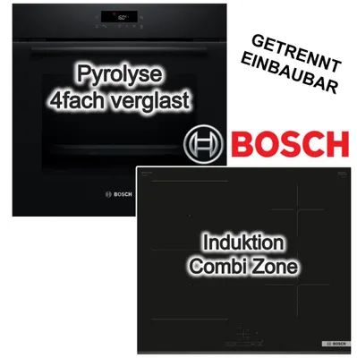 Produktbild von Herdset Bosch Backofen Pyrolyse 3DHeißluft+ Induktionsfeld 60cm PowerBoost CombiZone TouchControl