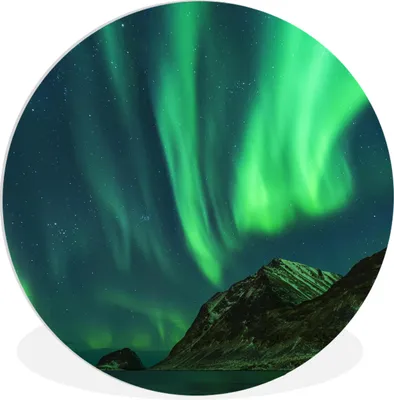 Produktbild von MuchoWow® Rundes Wandbild - Runde Bilder Nordlichter - Sternenhimmel - Norwegen Ø 60 cm Kreis Wanddekoration Kunststoff - Wandkreis - Wandschmuck - Wand Kreis - Das Schlafzimmer - Die Bilder - Wandmalerei - Kunst für das Haus - das Plastik