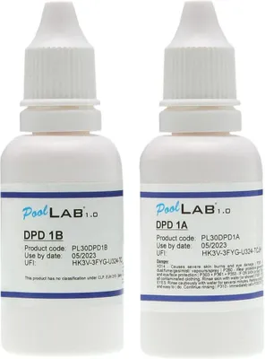 Produktbild von POWERHAUS24 PoolLAB flüssige Reagenzien DPD 1A + DPD 1B, 2x 30 ml
