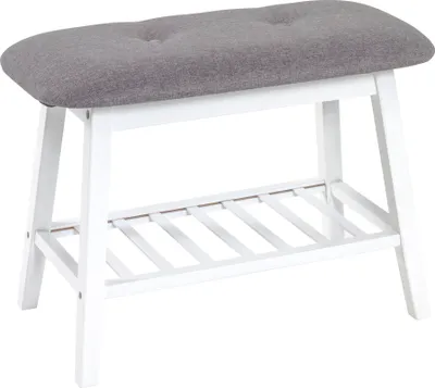 Produktbild von HAKU Schuhbank Sitzbank Schuhregal grau, weiß - Bambus, Textilgewebe, B/H/T: 60x44x30 cm
