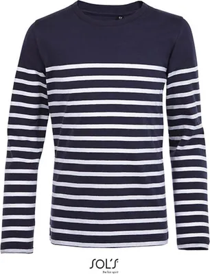 Produktbild von SOLS KidsŽ Long Sleeve Striped T-Shirt Matelot