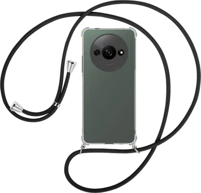 Produktbild von Handykette Backcover-Schutzhülle mit Band (Metall silberfarben) für Xiaomi Redmi A3 - schwarz