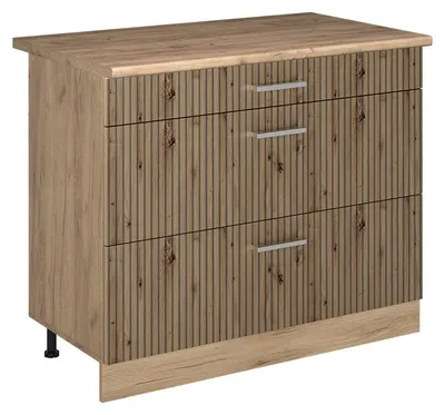 Immagine prodotto di Mobiletto base per cucina Vicco R-Line Rovere artigianale/Rovere dorato 100 cm piano di lavoro Rovere dorato, Model 71611