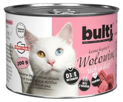 Produktbild von Bulti | Feuchtigkeitsspendendes Futter für Katzen - Rind - 200g - 65% Fleisch - Cremige Konsistenz