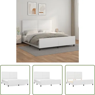 Produktbild von The Living Store Bettgestell mit Kopfteil Weiß 180x200 cm Kunstleder