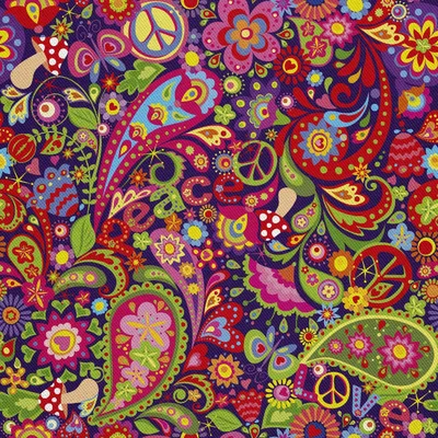 Obrázok produktu pre OUTDOOR DEKOSTOFFE OXFORD - Motív hippie kvetov