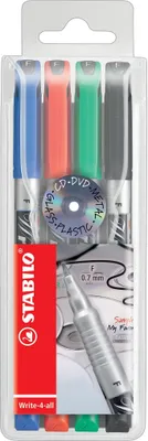 Obrázek produktu pro STABILO permanentní popisovač Write-4-all, F, plastové balení po 4 kusech