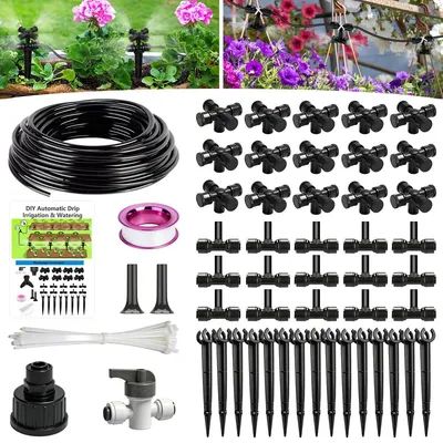 Image de Système d'irrigation de jardin - 15 m - tuyau 4/6 mm - 360 degrés - Noir