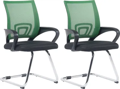 Produktbild von CLP 2er Set Freischwinger Eureka mit Netzbezug und Armlehnen grün