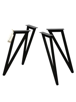 Produktbild von holz4home® Dreieck Tischgestell aus Metall I Pulverbeschichtete Tischbeine Schwarz I 1 Set (4 Teile) I Metallgestell Esstisch Wohnzimmertisch