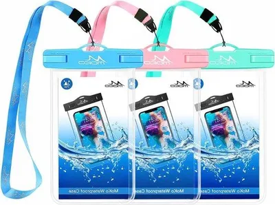 Image de Lot de 3 étuis étanches pour smartphone - Doublure de protection sous-marine avec cordon - pour iPhone et Samsung Galaxy