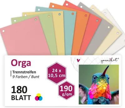 Produktbild von younikat Trennstreifen für Ordner A4 180 Stück I 9 Farben I you0064