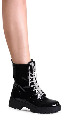 Produktbild von topschuhe24 2959 Damen Plateau Stiefeletten Glitzer Boots , Farbe:Schwarz Lack, Größe:37 EU