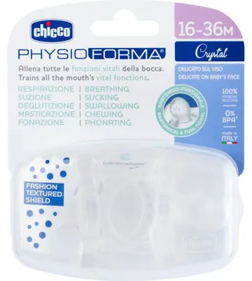 Productafbeelding van PhysioForma Crystal siliconen fopspeen, kalmerend, voor baby's van 16-36 maanden, 2 stuks.
