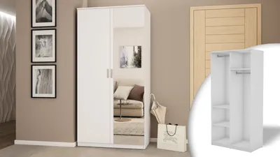 Zdjęcie produktu dla Meblast | Szafa 100 cm, biała z lustrem, okucia premium | Nowoczesna, duża