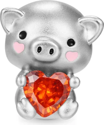 Produktbild von Gnoce Charm Schweinchen mit Herz FNC198 Silber