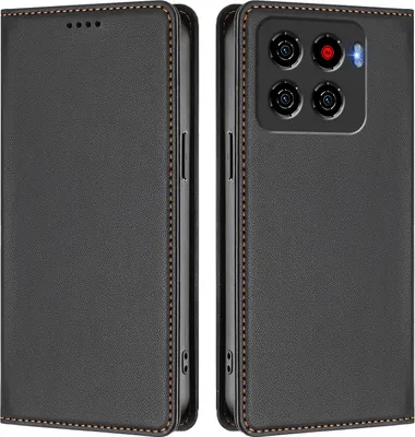 Image de Etui en cuir pour ZTE Blade A56 Pro, étui magnétique en cuirPolyuréthaneavec support Noir