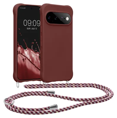 Produktbild von kwmobile Necklace Case kompatibel mit Google Pixel 11 Hülle - Cover mit Kordel zum Umhängen - Silikon Schutzhülle Bordeaux Violett