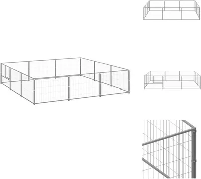 Produktbild von vidaXL Hundezwinger Silbern 9 m² Stahl - Hundezwinger & -ausläufe