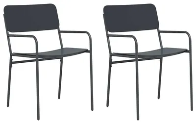 Image de vidaXL Chaises de jardin, lot de 2, anthracite, 51 x 55 x 81 cm, acier