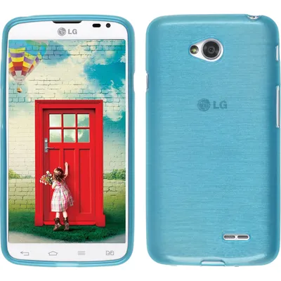 Produktbild von PhoneNatic Case kompatibel mit LG L70 Dual - blau Silikon Hülle brushed + 2 Schutzfolien