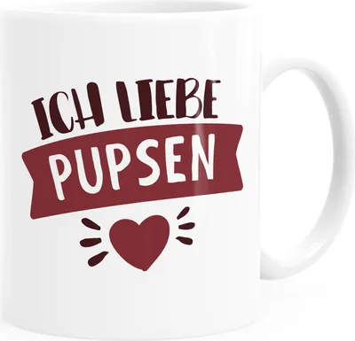 Produktbild von Kaffee-Tasse lustiger Spruch Ich liebe pupsen personalisierbares Motiv Wunschname Geschenk witzige Liebeserklärung Moonworks® weiß Keramik-Tasse