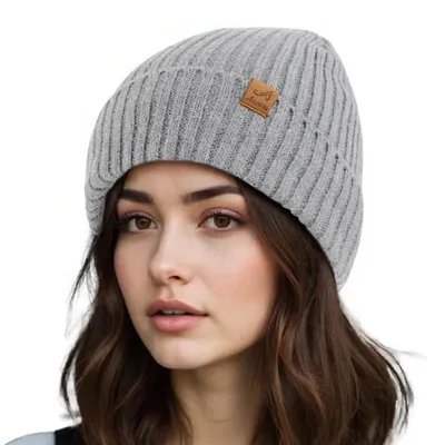 Produktbild von Strickmütze wasserdicht Herren Damen Fleece Hellgrau