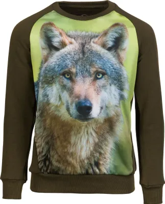 Produktbild von Wadera, Baumwolle Pullover Kinder Kinderpullover, 134/140, Grün, mit Wolf