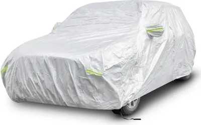 Zdjęcie produktu dla Odporna na warunki atmosferyczne plandeka na samochód z drzwiami zamykanymi na zamek 492 x 191 x 154 cm srebrna