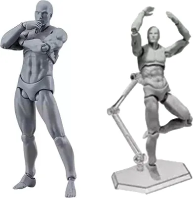 Produktbild von Actionfigur Körper Anpassbare Posen Beweglich Langlebig PVC Weit verbreitet Zeichnungsmannequin für Familienbüro Grauer Mann