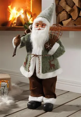 Produktbild von Dekofigur "Santa" 60 cm hoch, Deko Weihnachtsmann mit Schneeschuhen & Geschenke-Sack, Nikolaus, Santa Claus Figur
