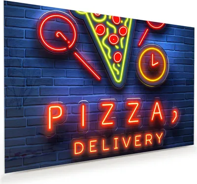 Produktbild von Glasbild 120x80cm in XXL für Wohnzimmer, Schlafzimmer Motiv Pizzalieferservice